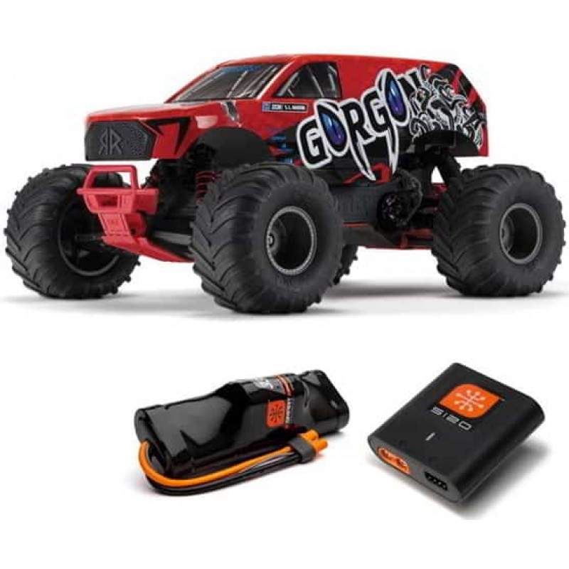 Arrma Gorgon 4X2 MEGA 550 Brushed 1/10 Monster Truck RTR (Red) w/SLT2 2.4GHz Radio, Battery & Charger