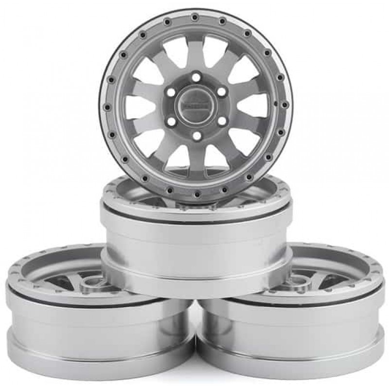 Pit Bull Tires Raceline Clutch 1.9 Aluminum Beadlock Wheels (Silver) (4) w/12mm Hex