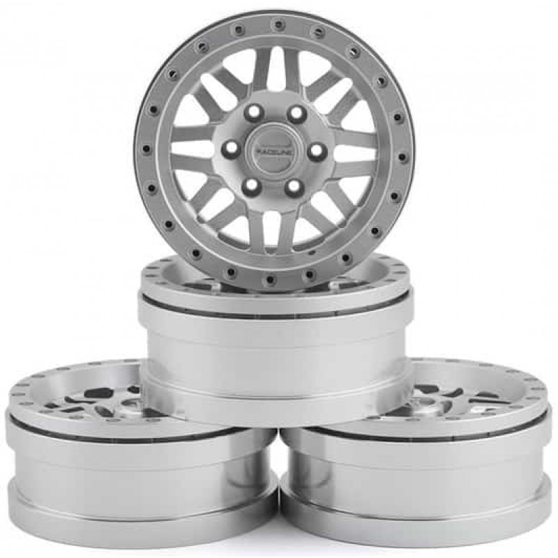 Pit Bull Tires Raceline Ryno 1.9" Aluminum Beadlock Wheels (Silver) (4) w/12mm Hex