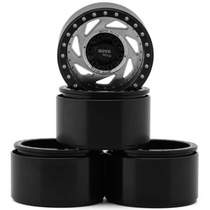 RC4WD Moto Metal 1.7" Change Up Deep Dish Beadlock Wheels (Black/Silver) (4)