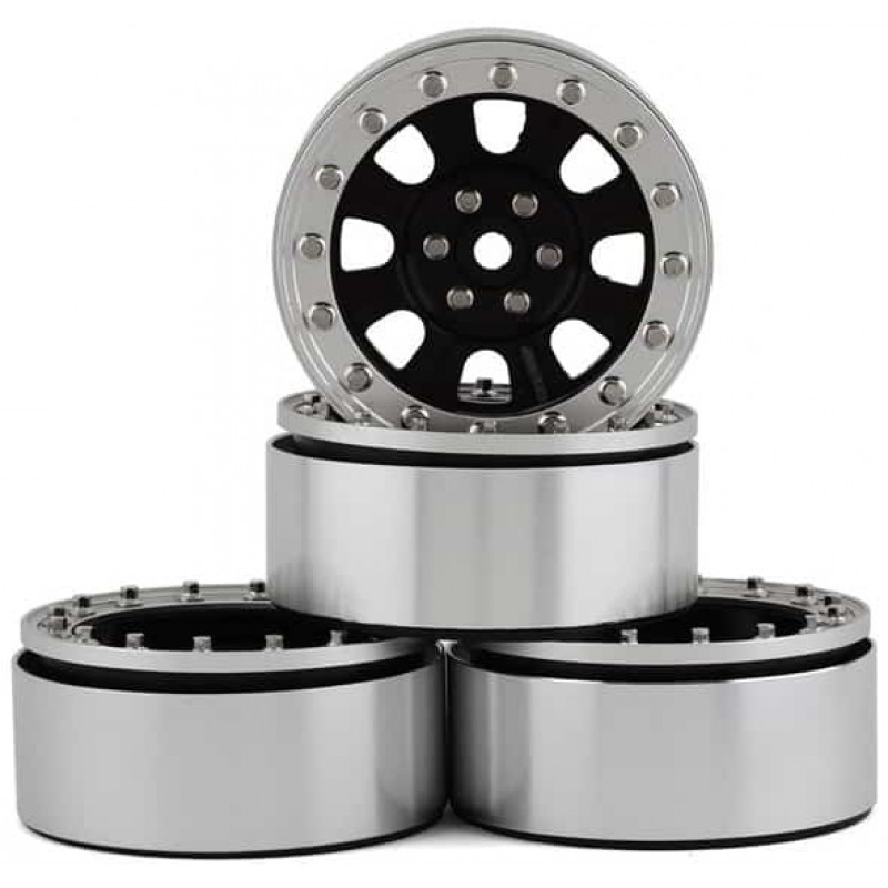 RC4WD Raceline Monster 2.2 Aluminum Beadlock Rock Crawler Wheels (4) (Black/Silver)