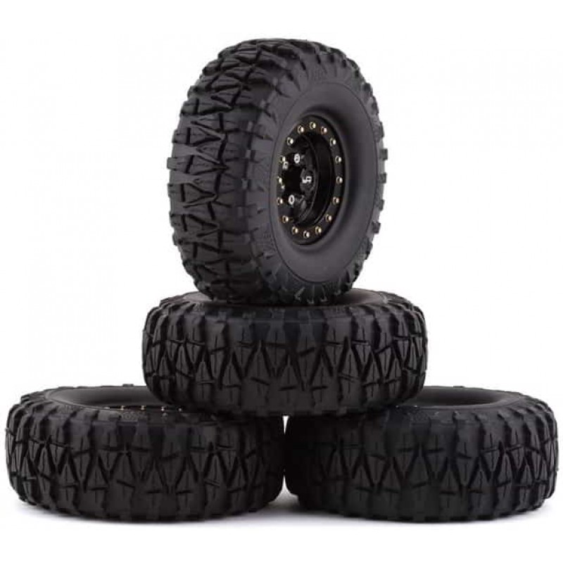 Yeah Racing Soft 1.9 Off-Road Pre-Mounted Tires w/Aluminum Beadlock Wheels (Black) (4) w/12mm Hex