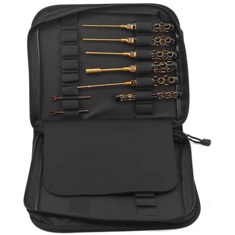 AM Arrowmax Black Golden 1/10 Electric Touring Car Tool Set w/Tool Bag (8)