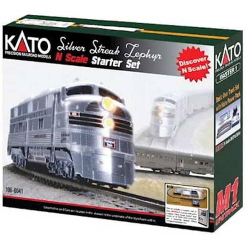 Kato N Silver Streak Zephyr Starter Set, CB&Q