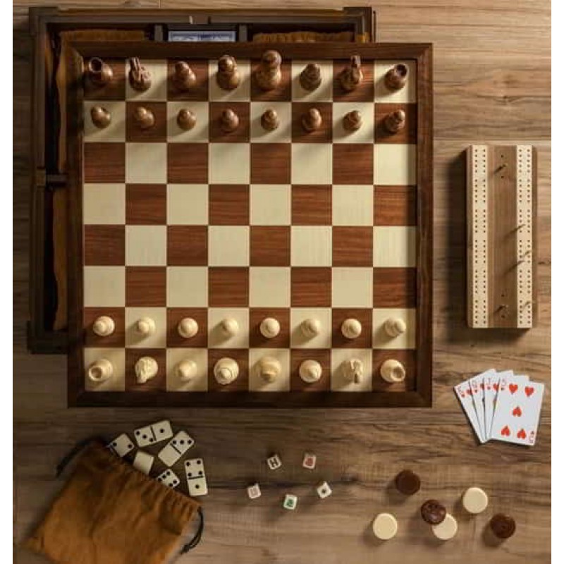 WS Games Company Chess 7-in-1 Multi-Game Heirloom Edition