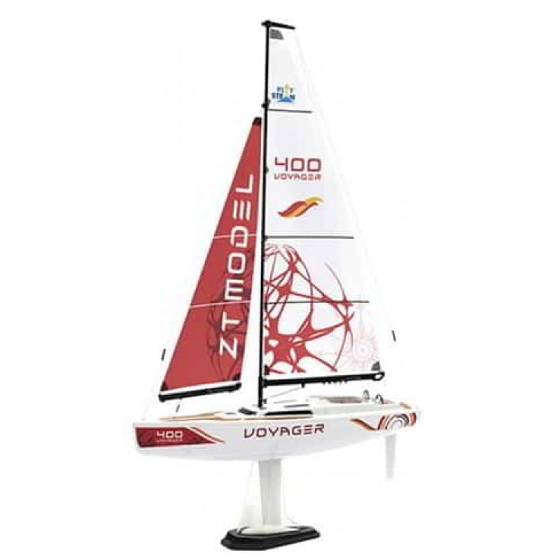 PlaySTEM Voyager 400 Motor-Powered RC Sailboat (Red) w/2.4GHz Transmitter