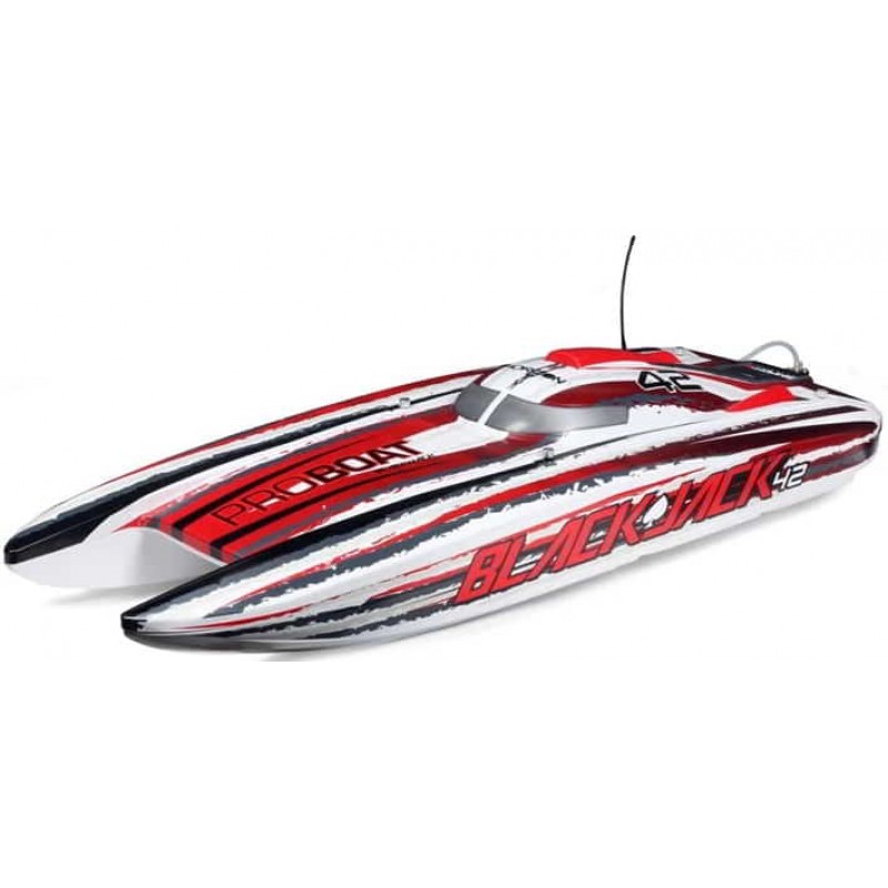 Pro Boat Blackjack 42 8S Brushless RTR Electric Catamaran (White/Red) w/2.4GHz Radio System