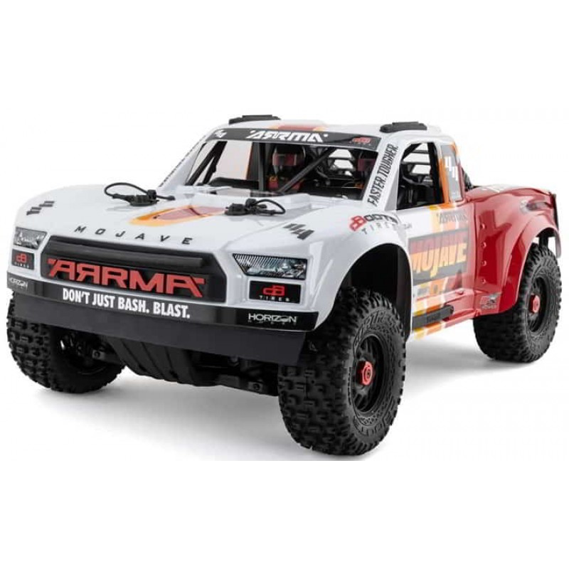 Arrma Mojave 4S BLX Brushless 1/8 4WD RTR Electric Desert Truck (White/Red) w/Spektrum SLT3 2.4GHz Radio